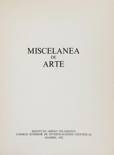 Couverture : Miscelánea de arte.