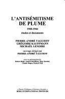 Couverture : L' antisémitisme de plume, 1940-1944