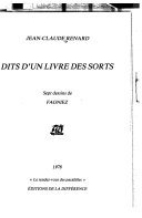 Couverture : Dits d'un livre des sorts