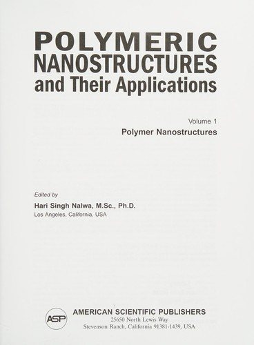 Couverture : Polymeric nanostructures and their applications