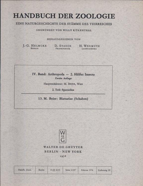 Couverture : Blattariae (Schaben)