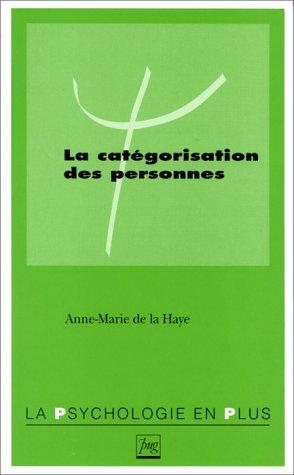 Couverture : La catégorisation des personnes