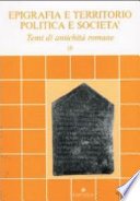 Couverture : Epigrafia e territorio, politica e società