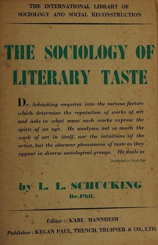 Couverture : Sociology of Literary Taste (The International Library of Sociology: The Sociology of Culture)