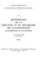 Couverture : Méthodologie de la structure et du métabolisme des glycoconjugués