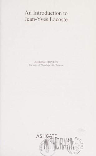 Couverture : An Introduction to Jean-Yves Lacoste