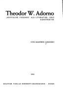 Couverture : Theodor W. Adorno
