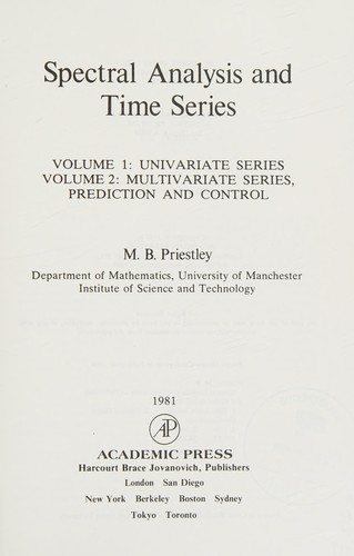 Couverture : Spectral analysis and time series.