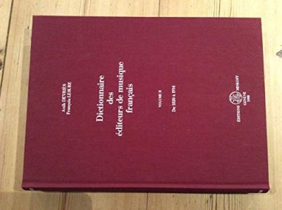 Couverture : Dictionnaire des éditeurs de musique français