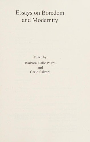 Couverture : Essays on Boredom and Modernity