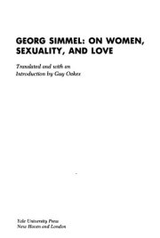Couverture : Georg Simmel, on women, sexuality, and love