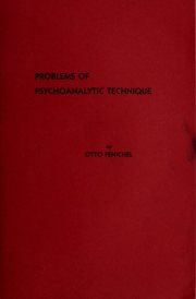 Couverture : Problems of Psychoanalytic Technique
