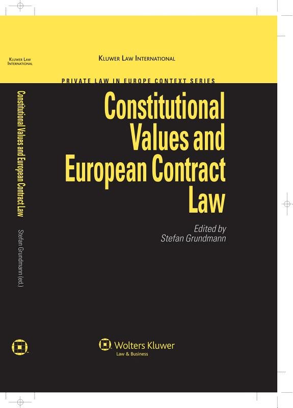 Couverture : Constitutional values and European contract law