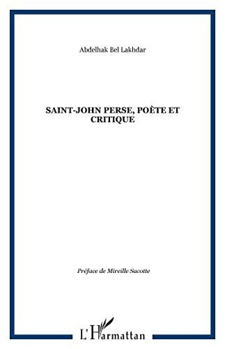 Couverture : Saint-John Perse, poète et critique