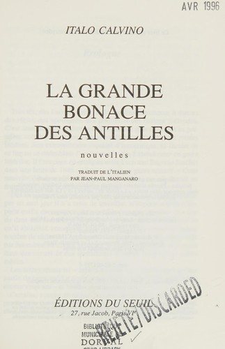 Couverture : La grande bonace des Antilles