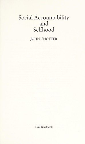 Couverture : Social accountability and selfhood