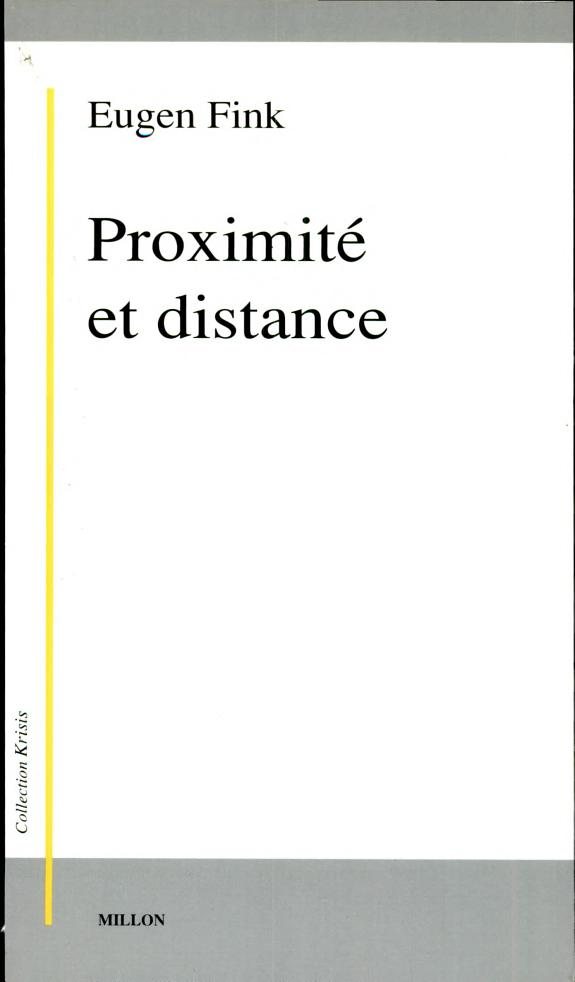 Couverture : Proximité et distance. Essais et conférences phénoménologiques