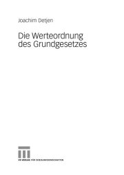 Couverture : Die Werteordnung des Grundgesetzes