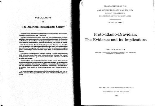 Couverture : Proto-Elamo-Dravidian