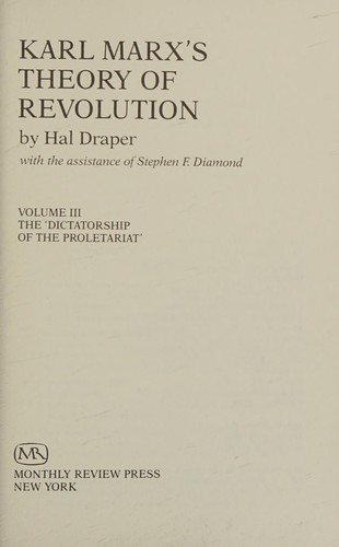 Couverture : Karl Marx's theory of revolution.
