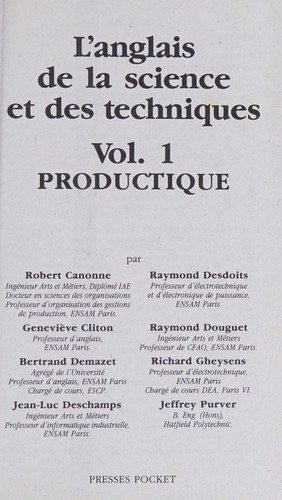 Couverture : L'A nglais de la science et des techniques.