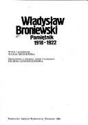 Couverture : Pamiętnik, 1918-1922