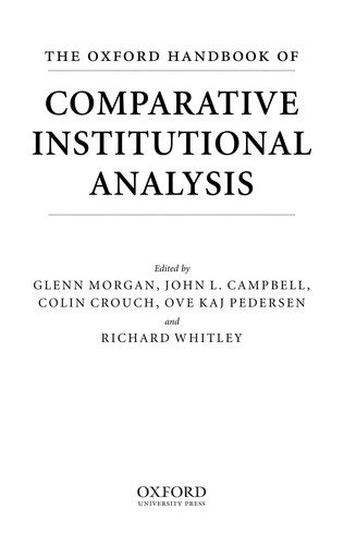 Couverture : The Oxford handbook of comparative institutional analysis