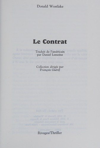 Couverture : Le Contrat