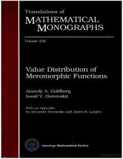 Couverture : Value distribution of meromorphic functions