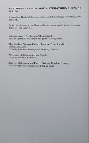 Couverture : Between philosophy and poetry