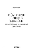 Couverture : Démocrite, Epicure, Lucrèce