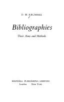 Couverture : Bibliographies, their aims and methods