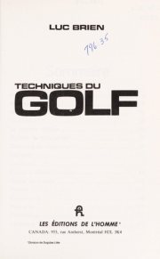 Couverture : Techniques du golf