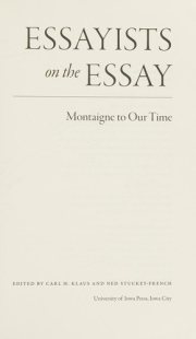 Couverture : Essayists on the Essay