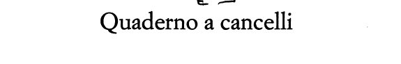 Couverture : Quaderno a cancelli