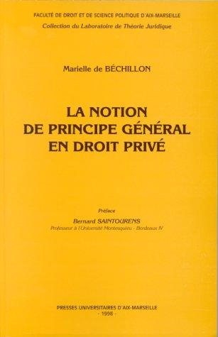 Couverture : La notion de principe général en droit privé