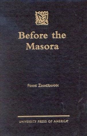 Couverture : Before the Masora