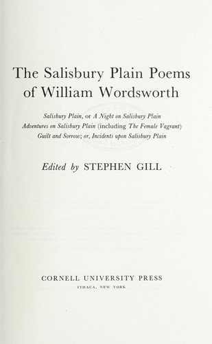 Couverture : The Salisbury Plain poems of William Wordsworth