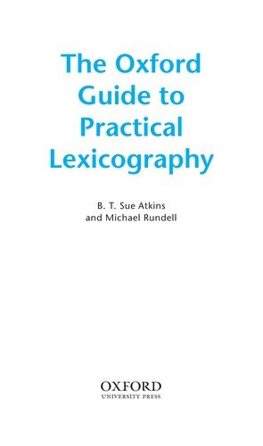 Couverture : The Oxford guide to practical lexicography