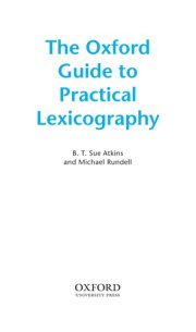 Couverture : The Oxford guide to practical lexicography