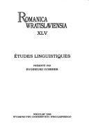 Couverture : Etudes linguistiques