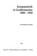 Couverture : Komparatistik in Grossbritannien, 1800-1950