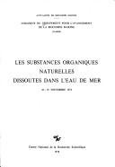 Couverture : Les substances organiques naturelles dissoutes dans l'eau de mer