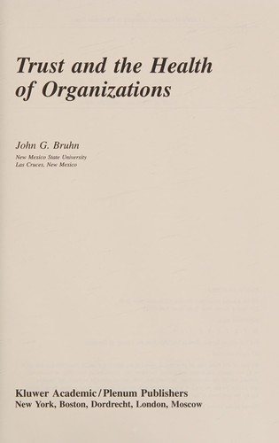 Couverture : Trust and the health of organizations