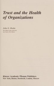 Couverture : Trust and the health of organizations