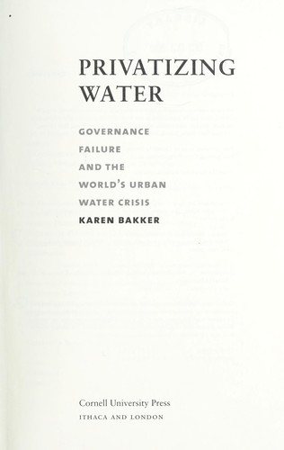 Couverture : Privatizing water
