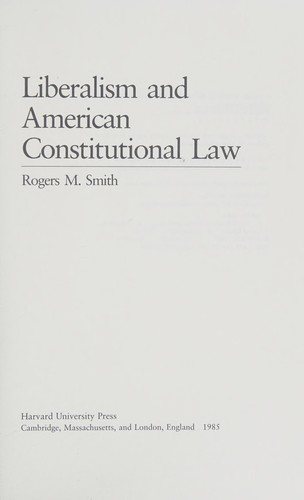 Couverture : Liberalism and American constitutional law