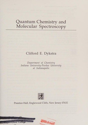 Couverture : Quantum chemistry and molecular spectroscopy