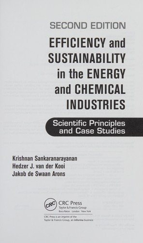 Couverture : Efficiency and sustainability in the energy and chemical industries