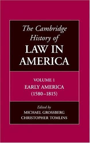 Couverture : The Cambridge History of Law in America